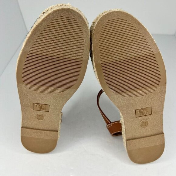 Time and Tru Womens Blue Ankle Strap Buckle Denim Size 7.5 Espadrille Flats - Picture 8 of 9